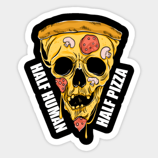 Pizza skull. Half Human Half Pizza Sticker